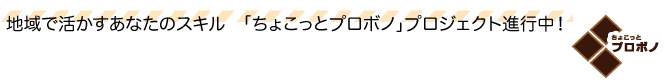地域で活かすあなたのスキル　「ちょこっとプロボノ」プロジェクト進行中！