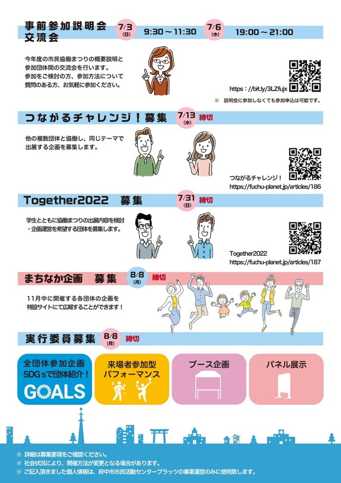 第8回府中市民協働実行委員（参加団体）大募集チラシウラ面